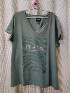 V Neck Oversized Green vero Moda Tshirt