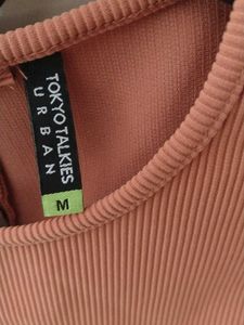 Orange Ribbed Cropped Tank Top