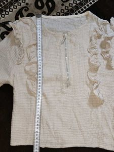 White Textured Top with Details