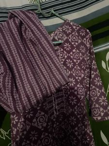 Purple Floral Print Kurti