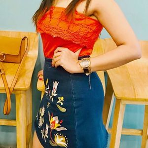 Designer Embroidered Cute Mini Skirt