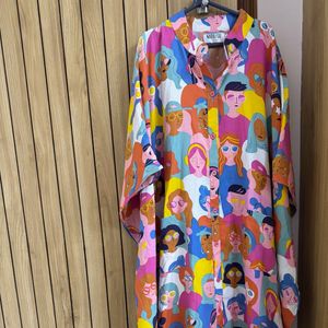New Without Tag Colorful Print Kaftan Pocket Dress