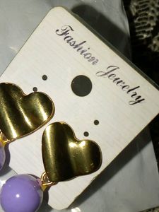 Trendy Golden Heart With Pearl Drop Korean Earring