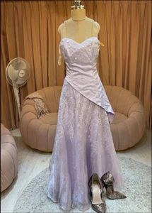 Lavender Lace &amp; Satin Formal Gown