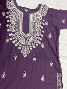 Purple Embroidered Kurti