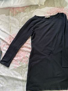 Light Glitter Black Mini Dress With Long Sleeves