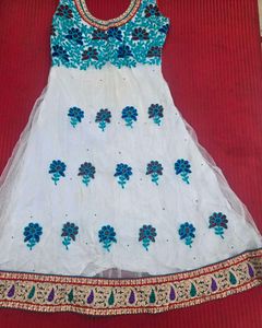 Beutiful Embroidered White Anarkali