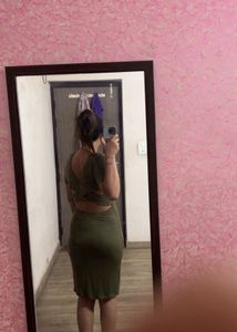 Olive Green Cutout Back Dress