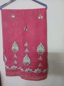 Pink Embellished Saree
