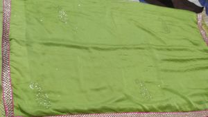 Beautiful Parrot Green Color Chiffon Saree