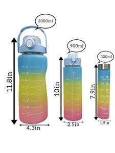 Motivational Water Bottle Set Of 3 - Stay Hydrated