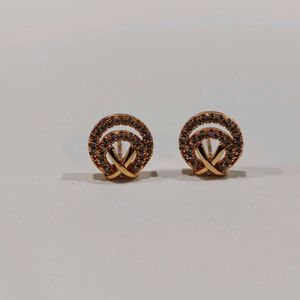 Gold Round Stud Earrings