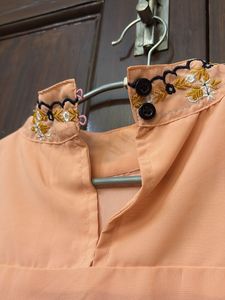 Embroidered Peach Blouse