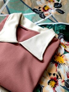 Pink Ribbed Long Sleeve Top