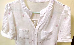 Women Tops White With Mini Floral Embroidery