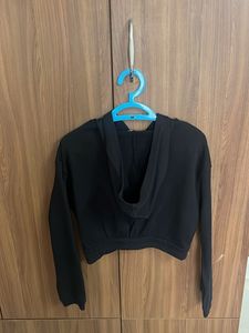 Black Cropped Hoodie