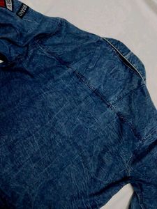 oversized Denim Patchwork Shirt🩵