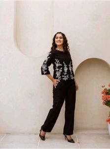 Black Embroidered Co- Ord Set
