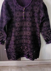 Floral Printed woolen kashmiri short kurti for wom