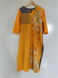 Printed Colour Block Kurta