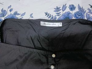 Black Peplum Top with Button Detail