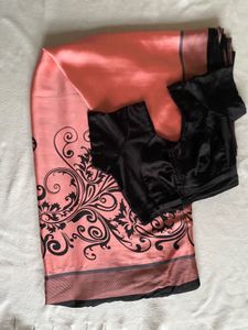Elegant Peach Saree with Black Blouse