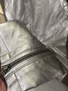 Silver Metallic Biker Jacket