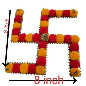 Swastik Rangoli Mat, Red and Yellow Colour, for Ho
