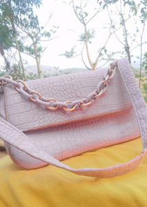 Lilac Croc Embossed Chain Bag