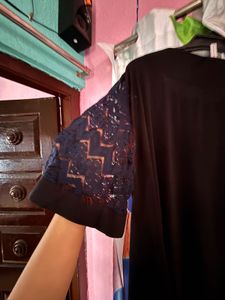 Black Lace Sleeve Top