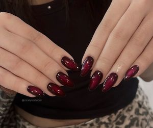 Burgundy Cat Eye Nails