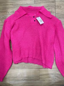 Hot Pink Knit Crosia Top