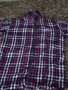 Purple Plaid Button Down Shirt