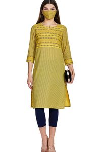 Yellow Printed Kurti