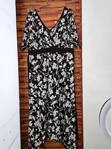 Brown And White Floral Dress