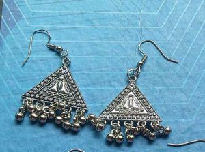 Triangle Silver Boho Earrings