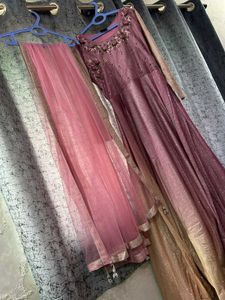 Elegant Mauve Embroidered Dress
