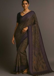 Elegant Brown Printed Saree