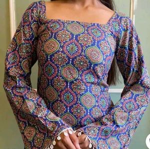 Elegant Printed Kurta with kavdi sleeves