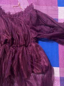 Elegant Maroon Tulle Top