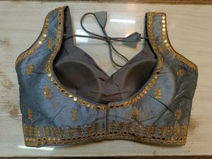 Grey Mirror Work Blouse