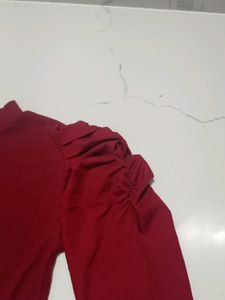 Brown Body Cone Dress With Puff Sleeves