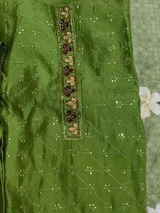 Green Embroidered Kurta Set