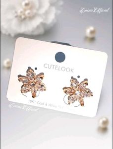 Rose-gold Floral Earrings AD