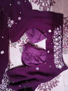 Purple Partywear Saree With Blouse