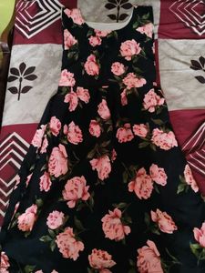 Black Dress With Rose Print