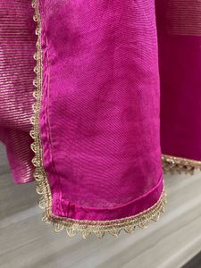 Pink Embroidered Kurta pant with tissue duptta