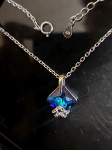 Blue Rubi Pure Silver Necklace