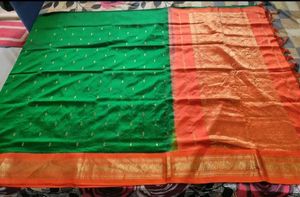 Green And Orange Silk Saree