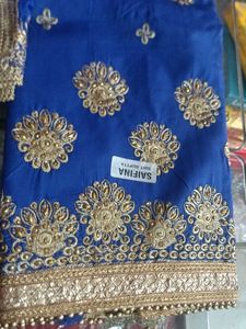 Blue &amp; Gold Embroidered Salwar Suit